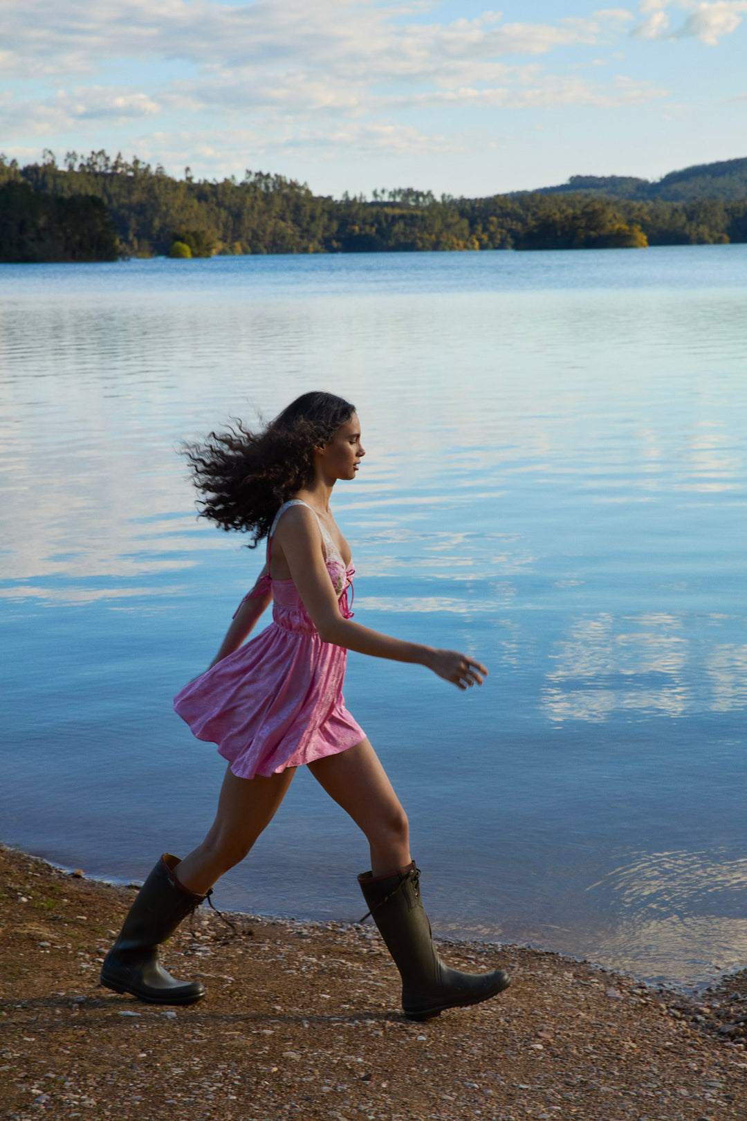 Rose Milk Eyelet Slip Dress — Pink - Image 9
