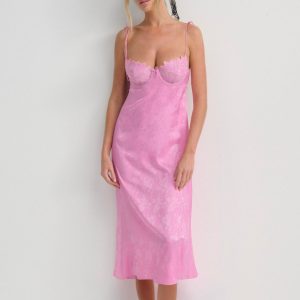 Maye Embroidered Slip Dress — Pink