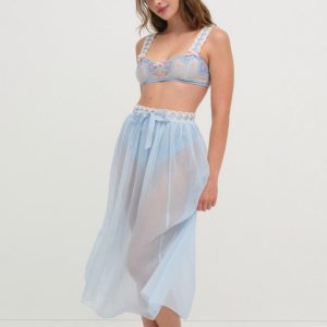 Dainty Doily Midi Skirt — Blue