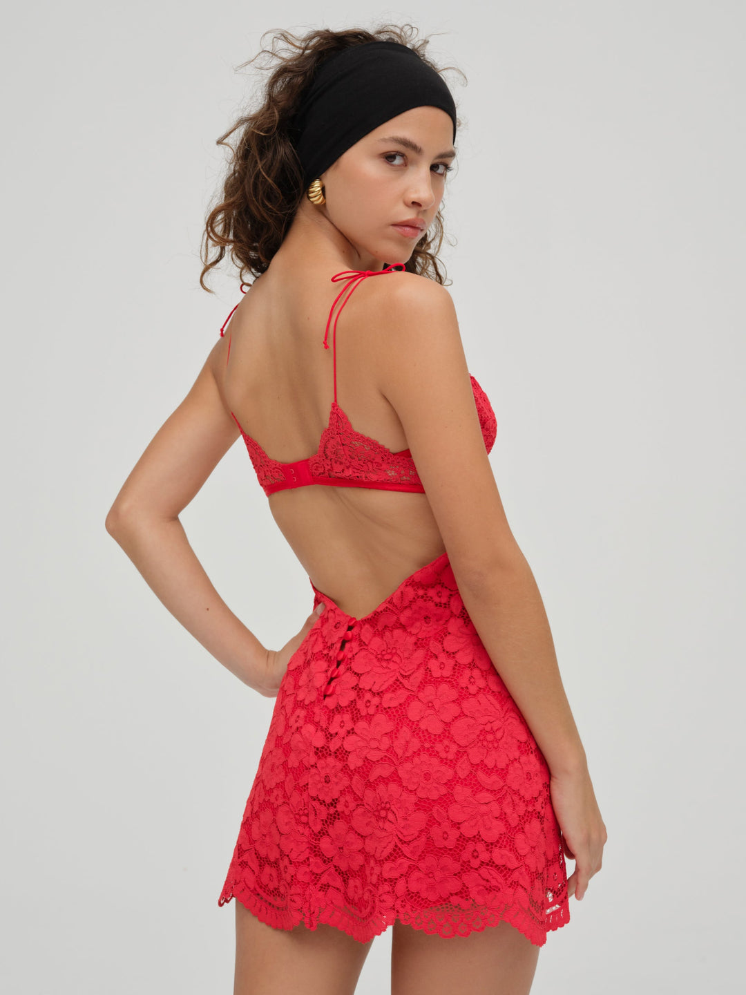 Creamsicle Lace Slip Dress — Red - Image 2