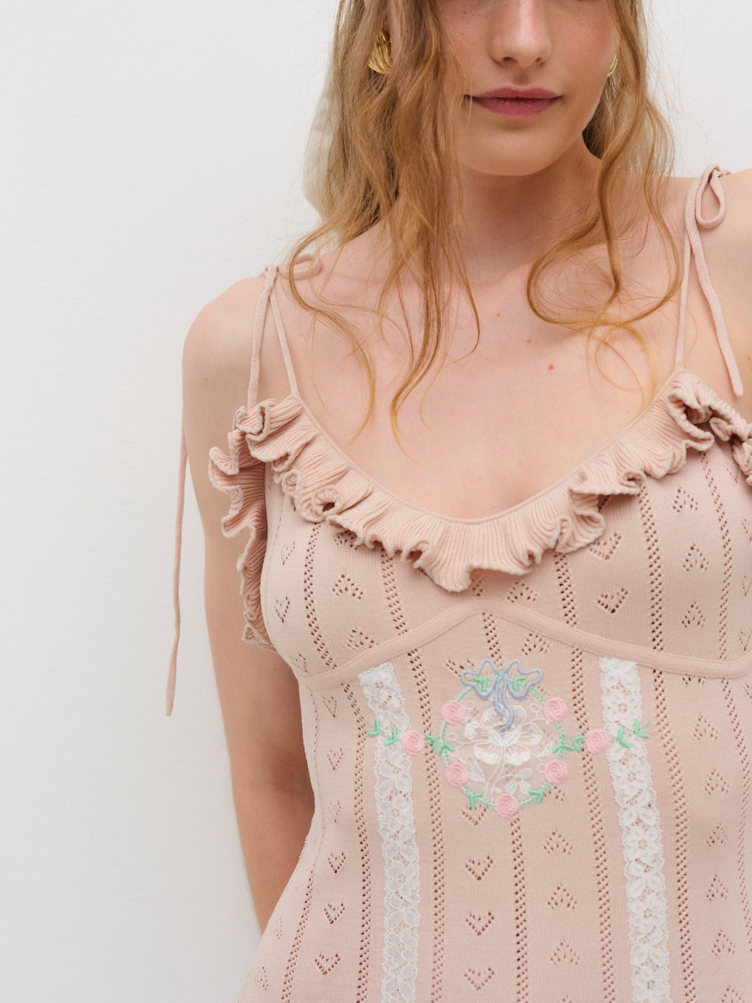 Eloise Asymmetric Knit Dress — Peach - Image 3