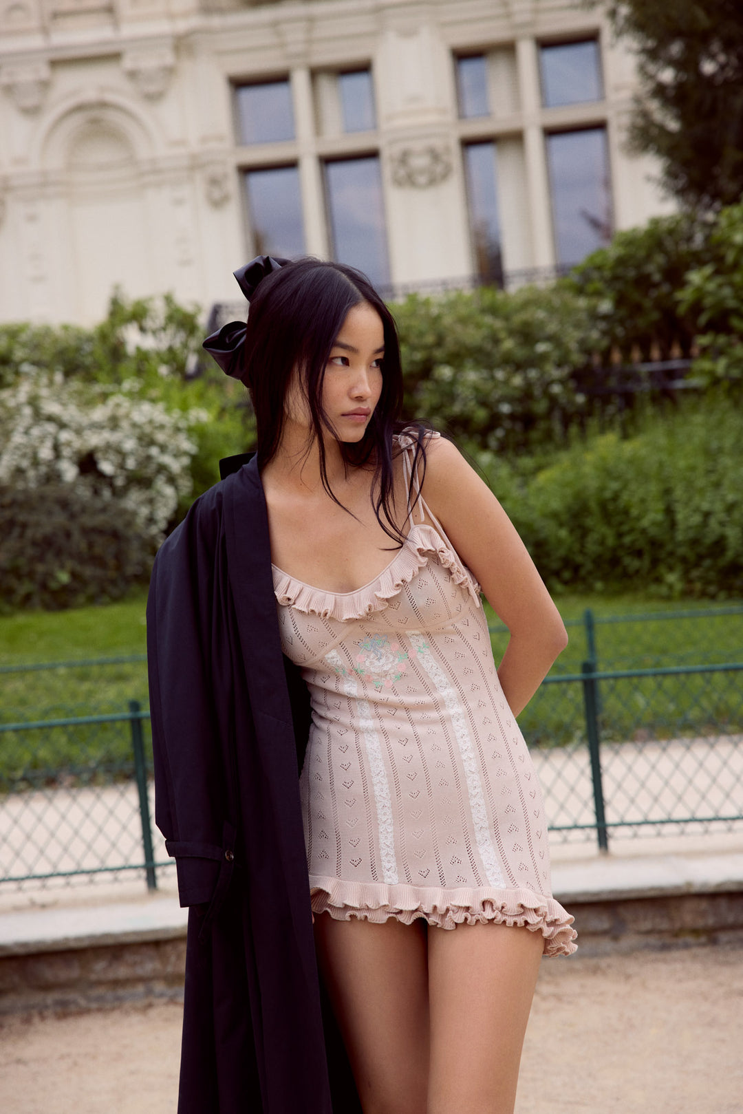 Eloise Asymmetric Knit Dress — Peach - Image 5