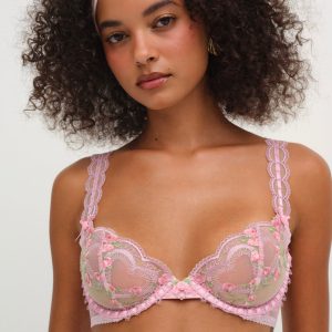 Ily Embroidered Underwire Bra — Pink