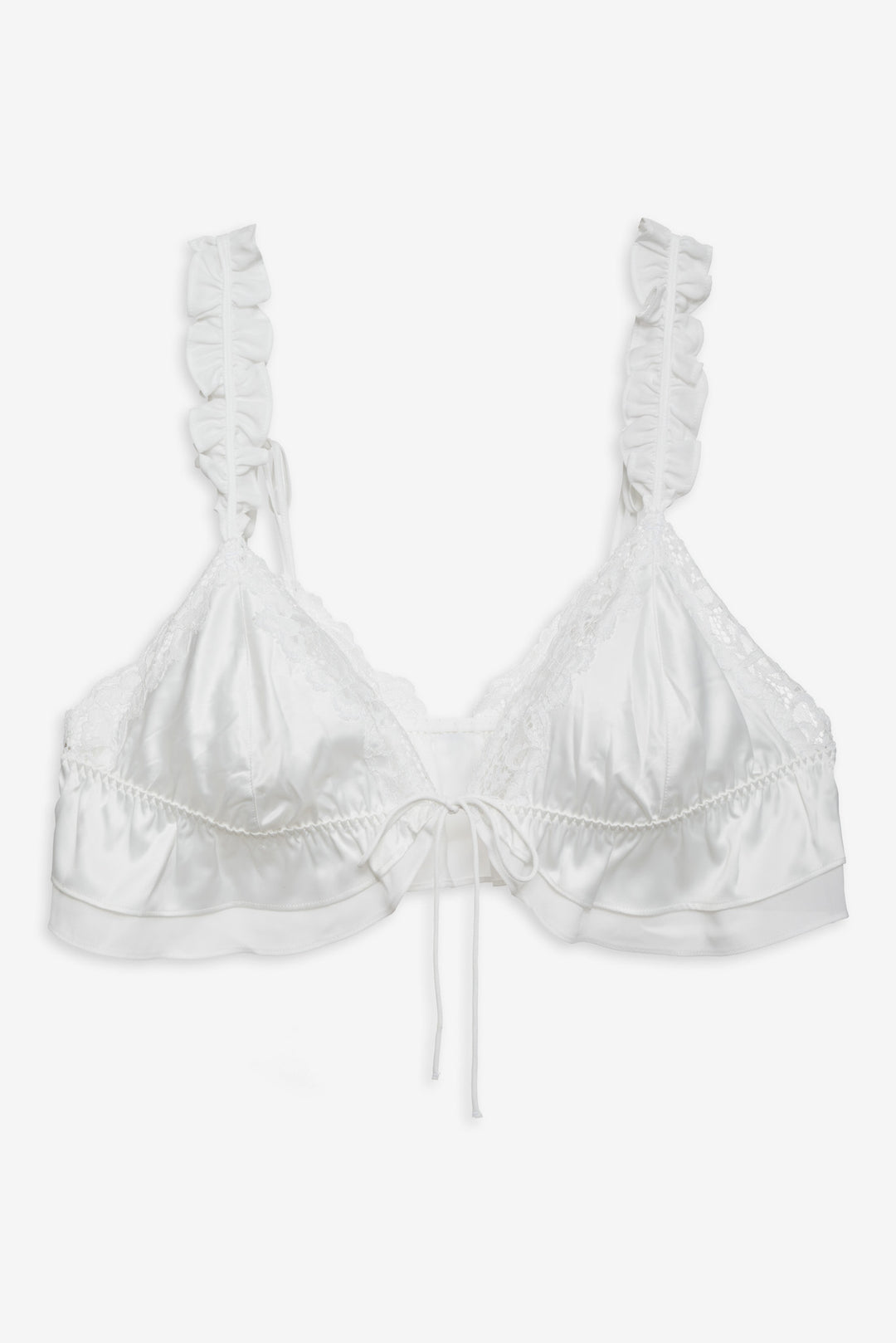 Butterfly Lace Ruffle Bralette — White - Image 5
