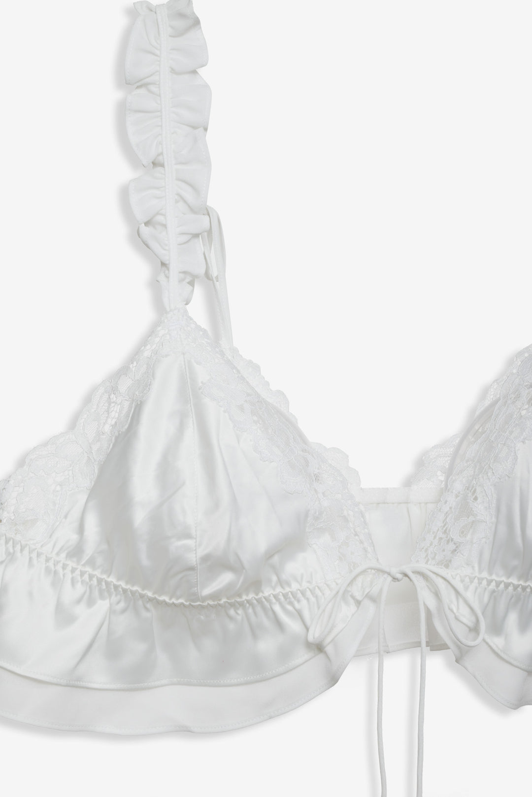 Butterfly Lace Ruffle Bralette — White - Image 6