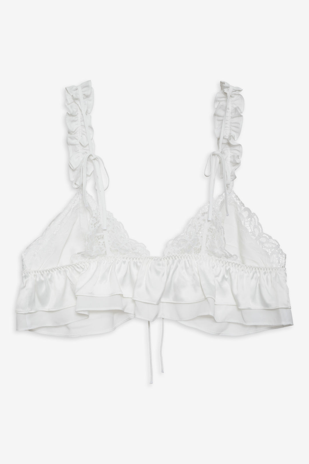 Butterfly Lace Ruffle Bralette — White - Image 7