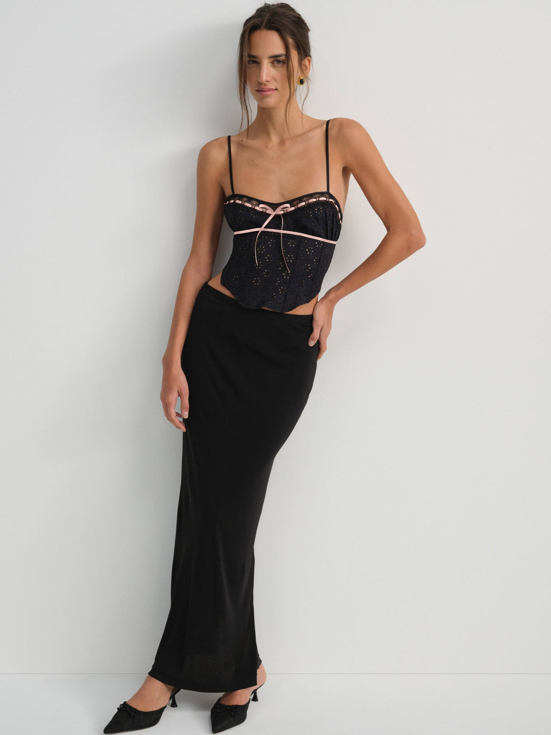 Elena Eyelet Bustier — Black - Image 2