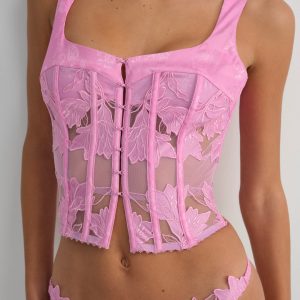 Maye Embroidered Bustier — Pink