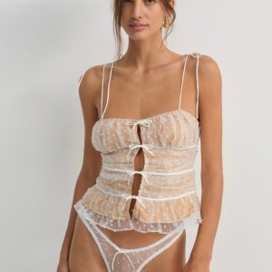Devon Dot Bustier — White