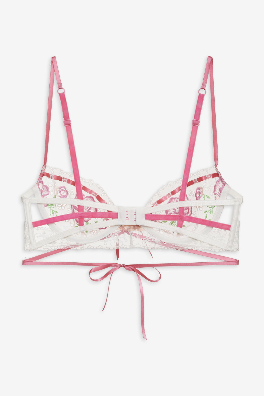 Rose Milk Eyelet Underwire Bra — Pink - Image 5