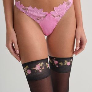 Maye Embroidered Thong Panty — Pink