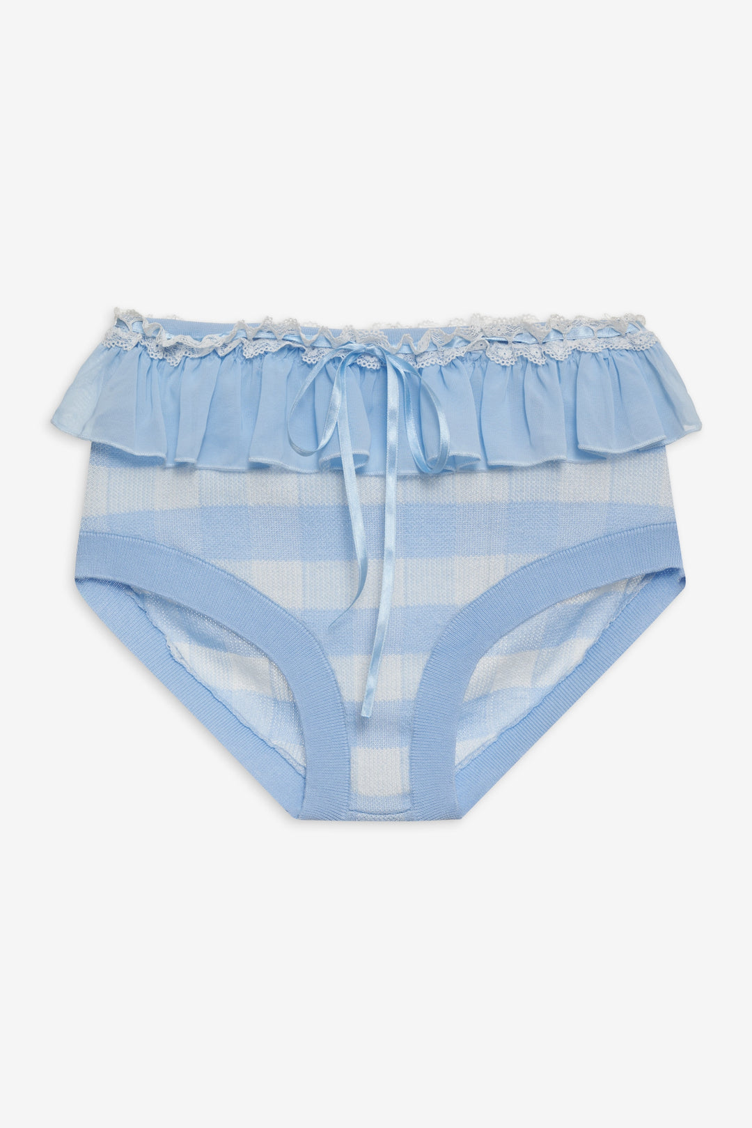 Brushed Gingham Knit Panty — Blue - Image 5