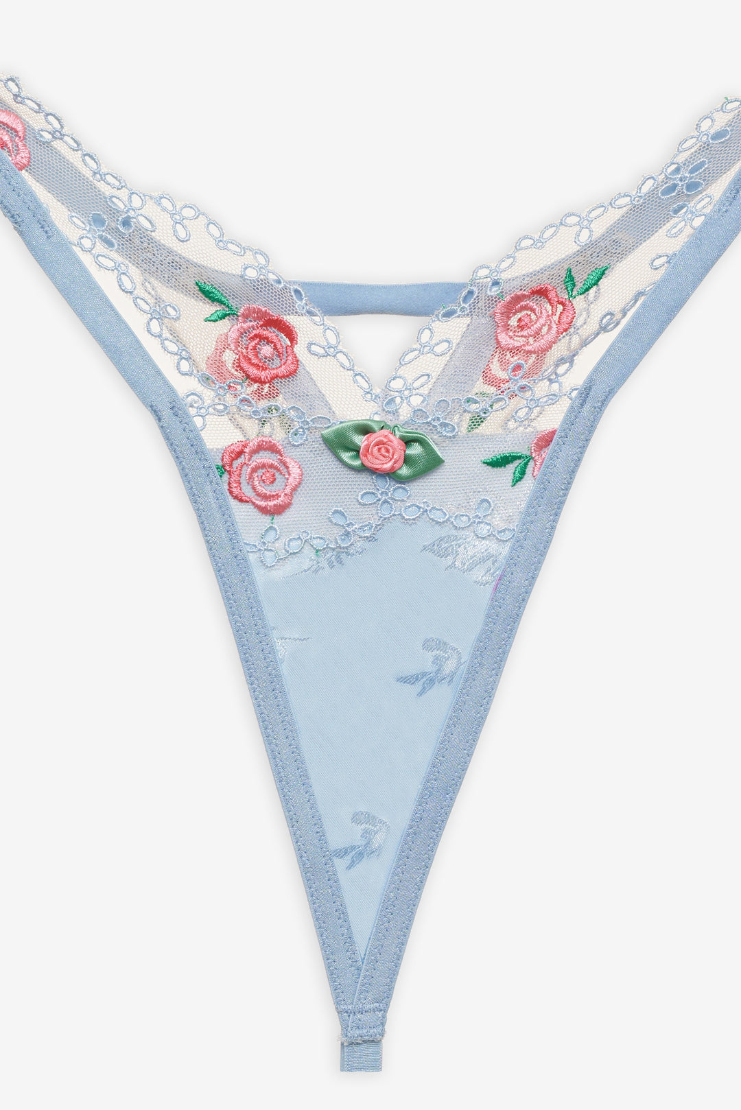 Vintage Rose Eyelet Thong Panty — Blue - Image 5