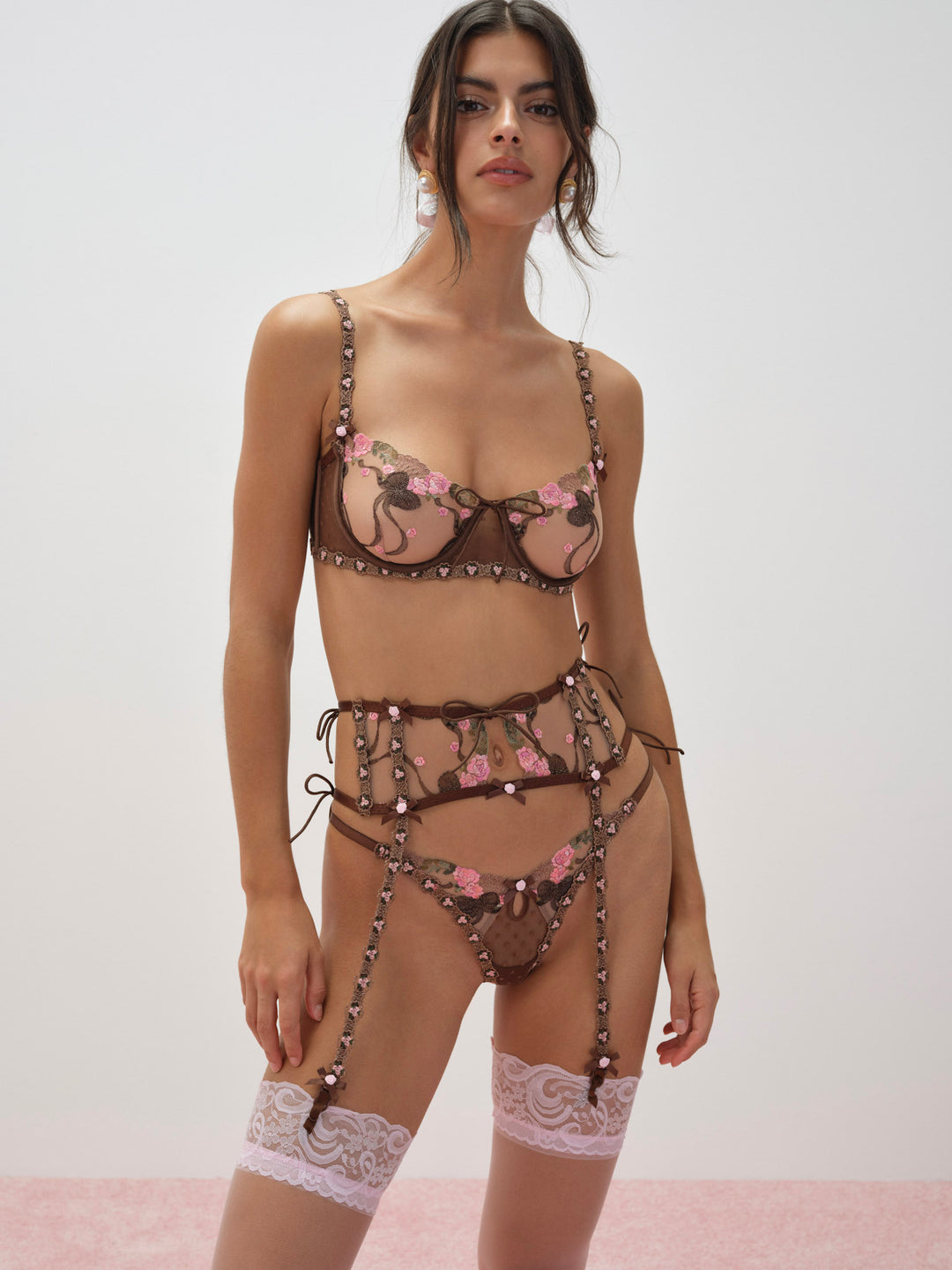 Runaway Bows Garter Belt — Brown - Image 2