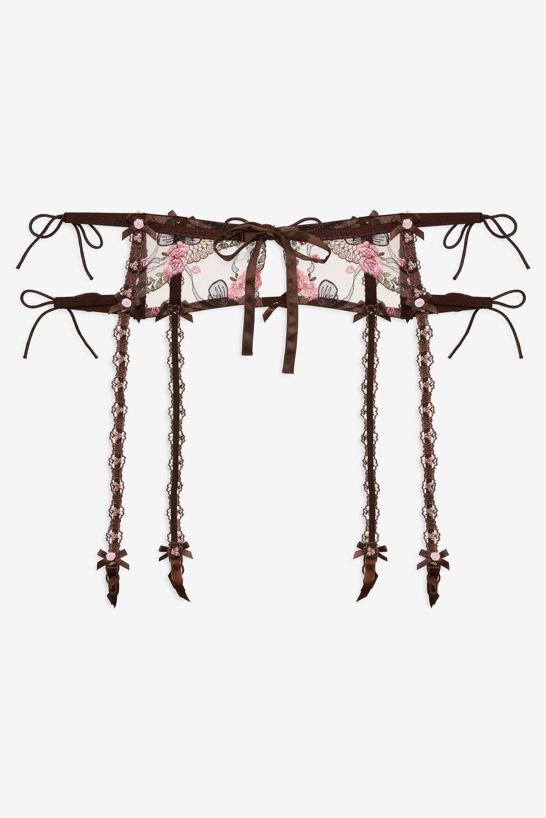 Runaway Bows Garter Belt — Brown - Image 7