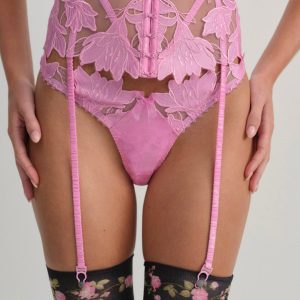 Maye Embroidered Garter Belt — Pink