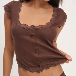Elliana Sleep Top — Chocolate