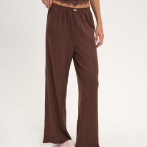 Elliana Wide Leg Pant — Chocolate