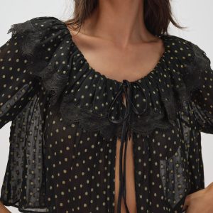 Liz Lurex Dot Top — Black