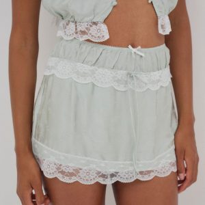 Mint Twist Jacquard Mini Skirt — Mint