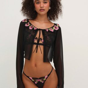 Love Garden Sheer Shrug — Black