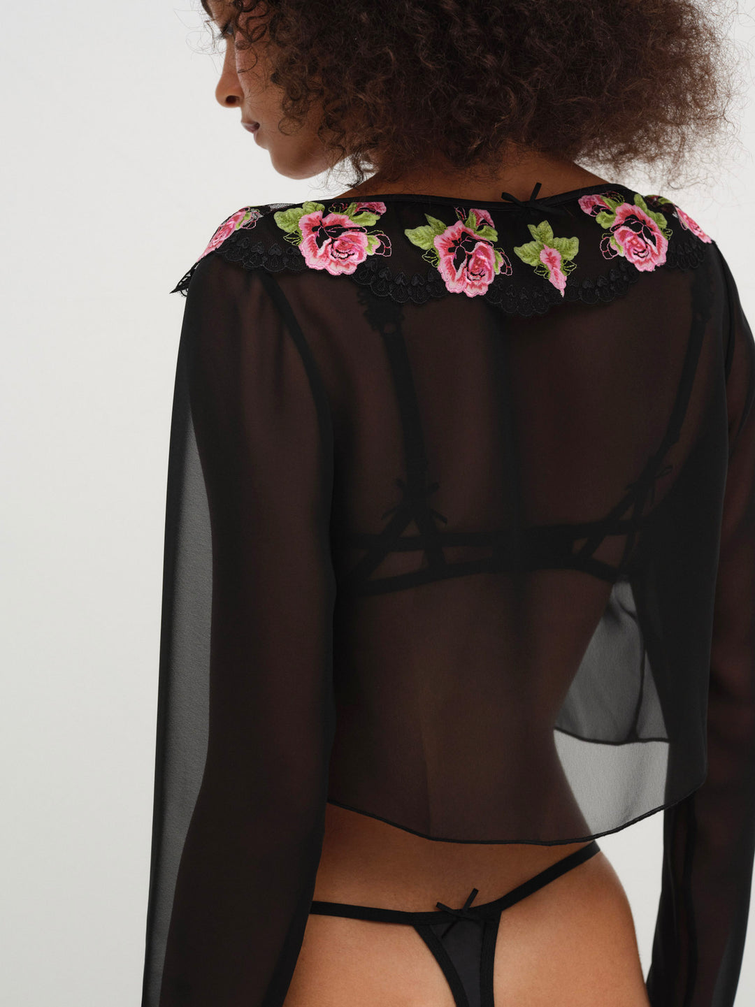Love Garden Sheer Shrug — Black - Image 2