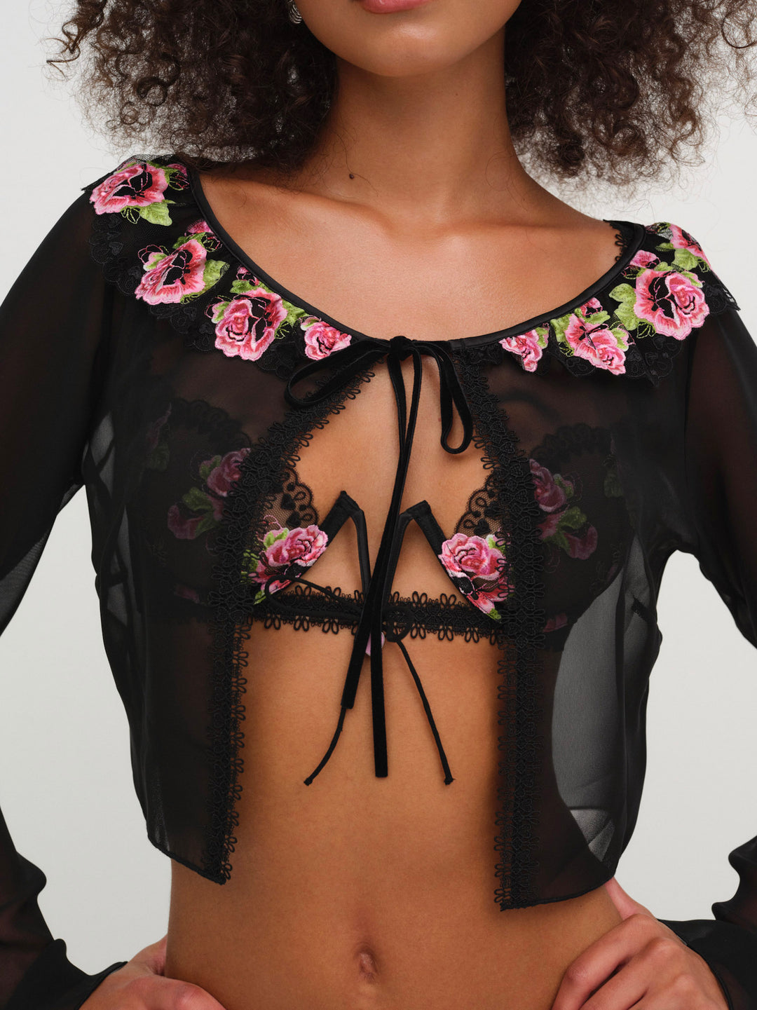 Love Garden Sheer Shrug — Black - Image 3