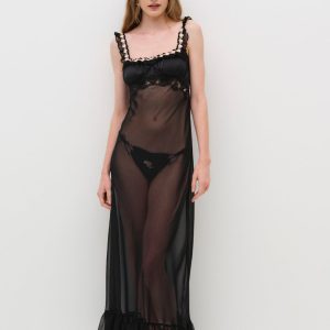 Gertrude Maxi Slip Dress — Black