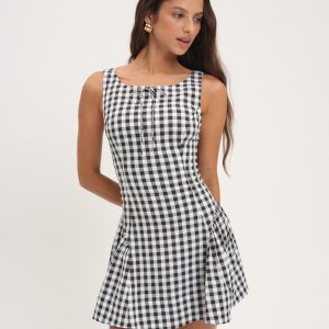 Scotch Bonnet Gingham Mini Dress — Black