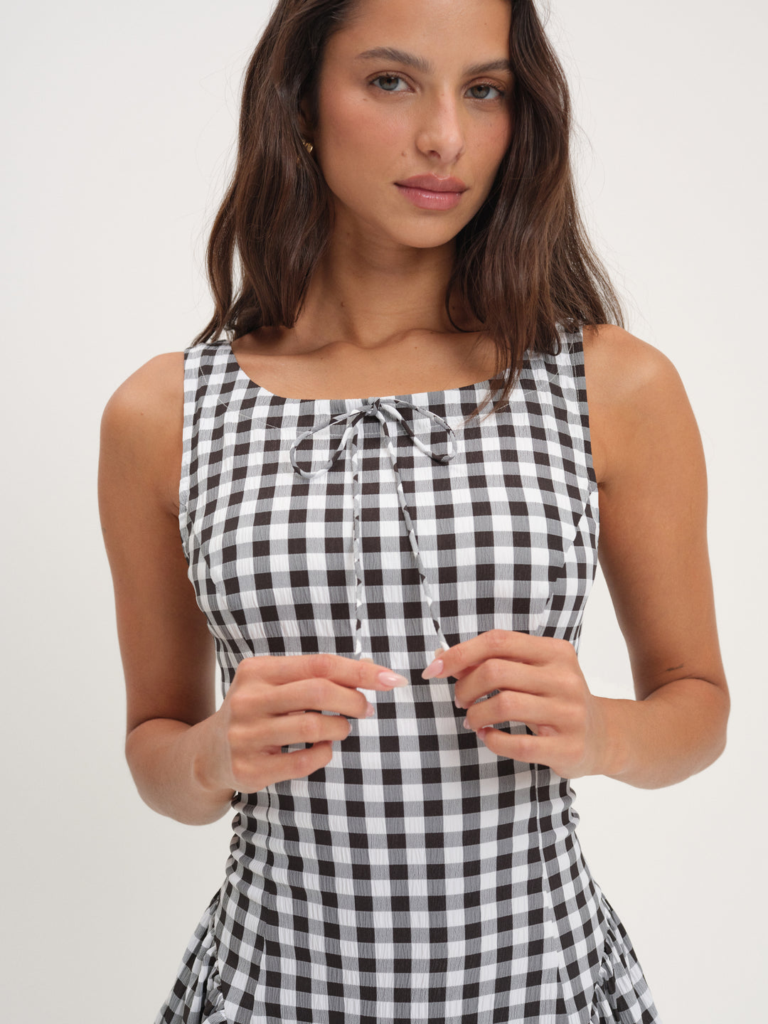 Scotch Bonnet Gingham Mini Dress — Black - Image 2