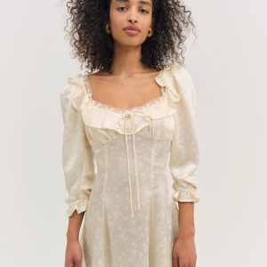 Carla Jacquard Mini Dress — Cream