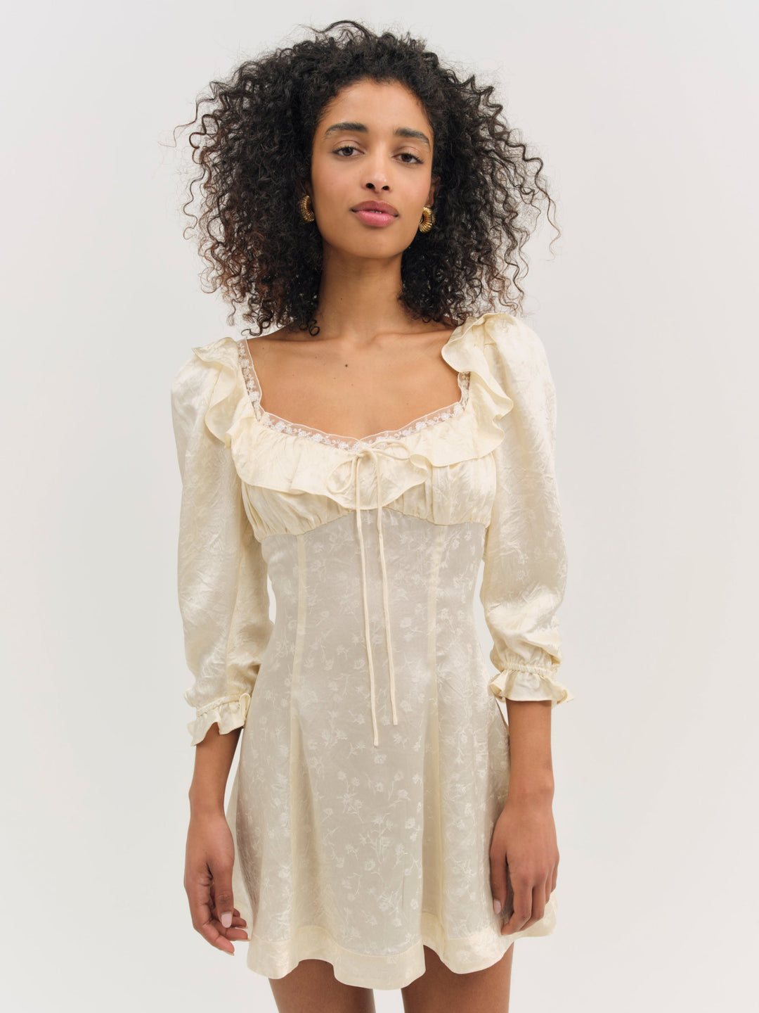 Carla Jacquard Mini Dress — Cream