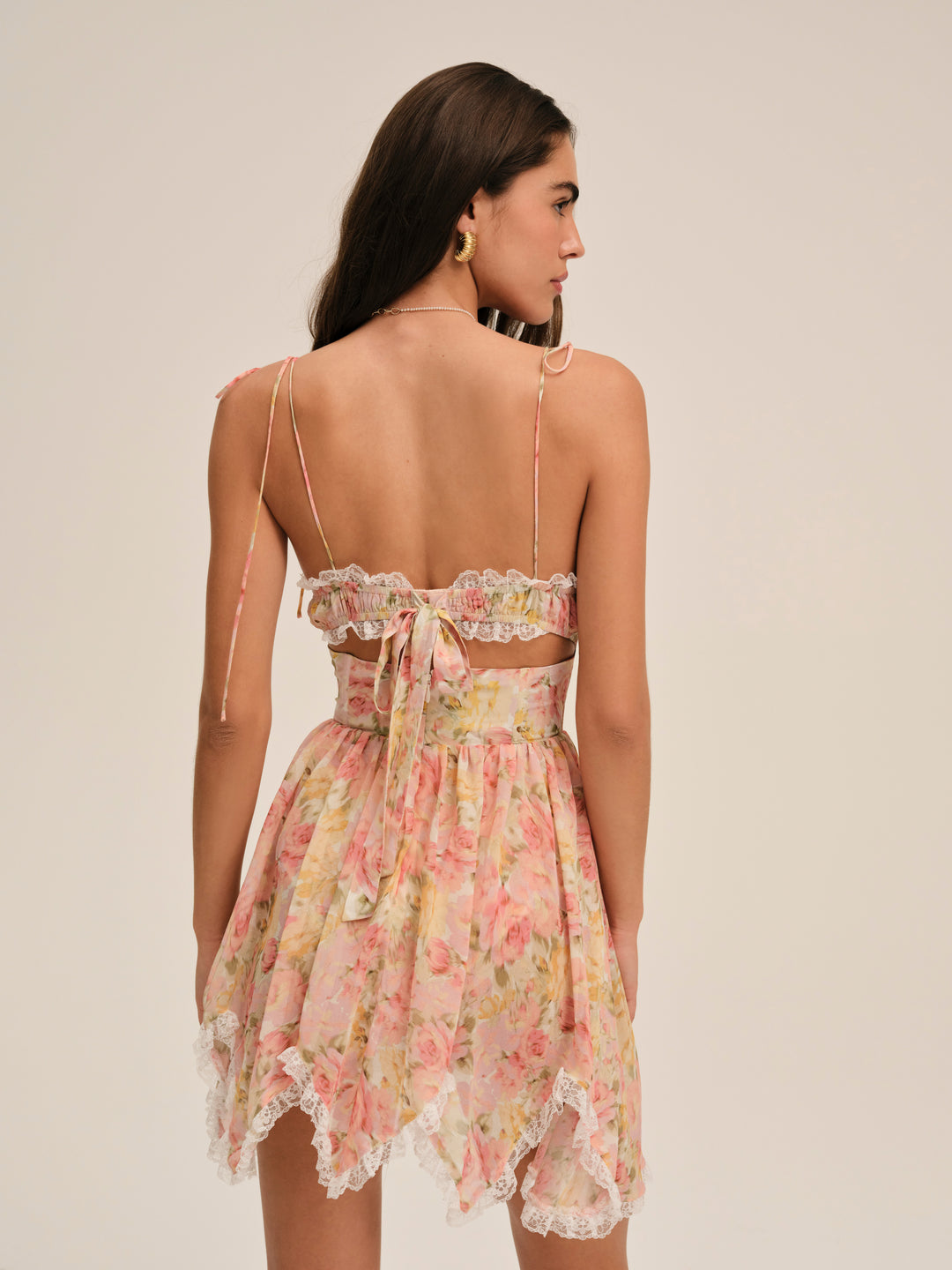 Elea Asymmetrical Mini Dress — Peach - Image 2