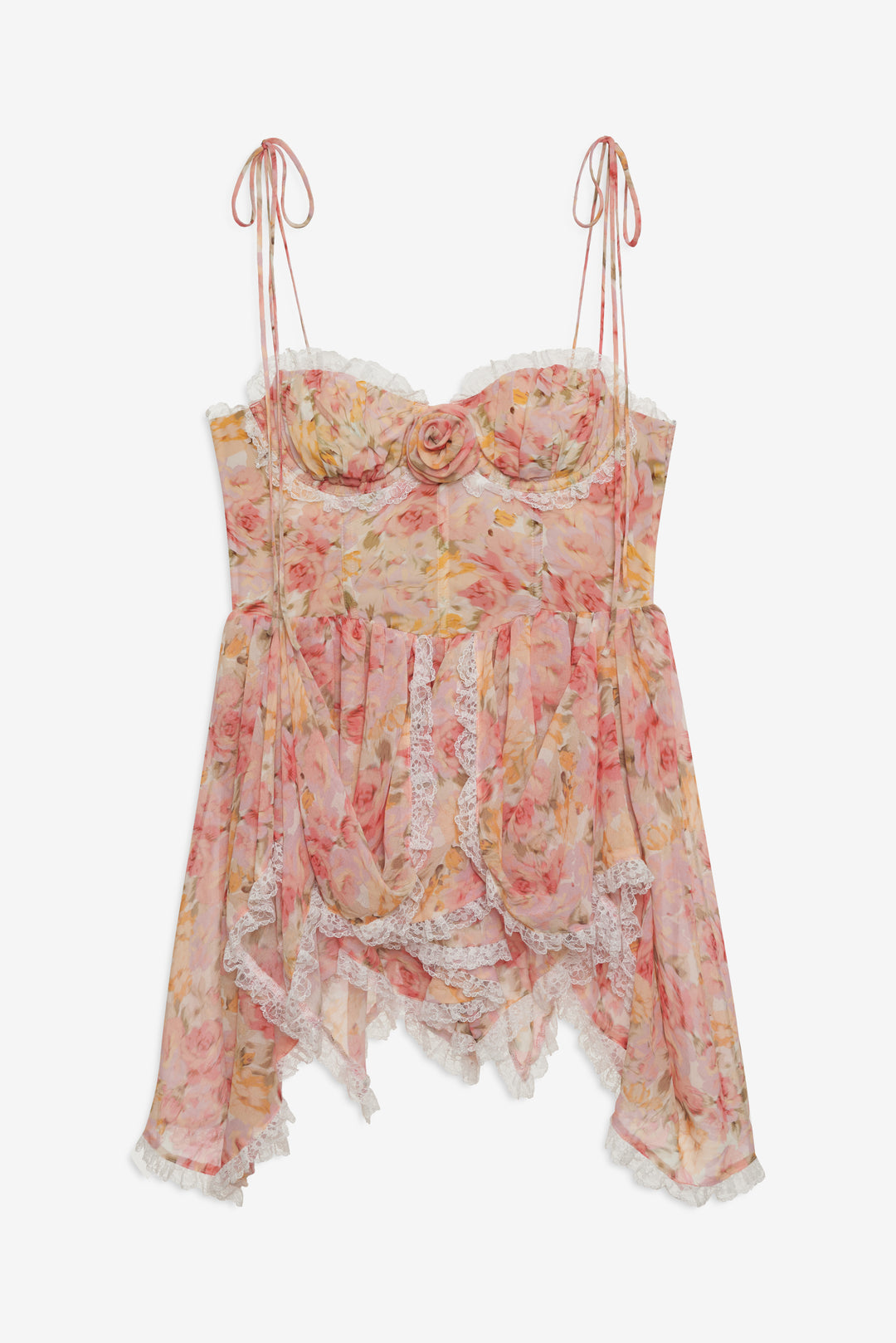 Elea Asymmetrical Mini Dress — Peach - Image 3