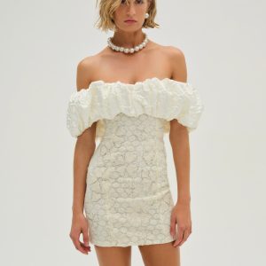 Snowflake Daisy Mini Dress — Cream