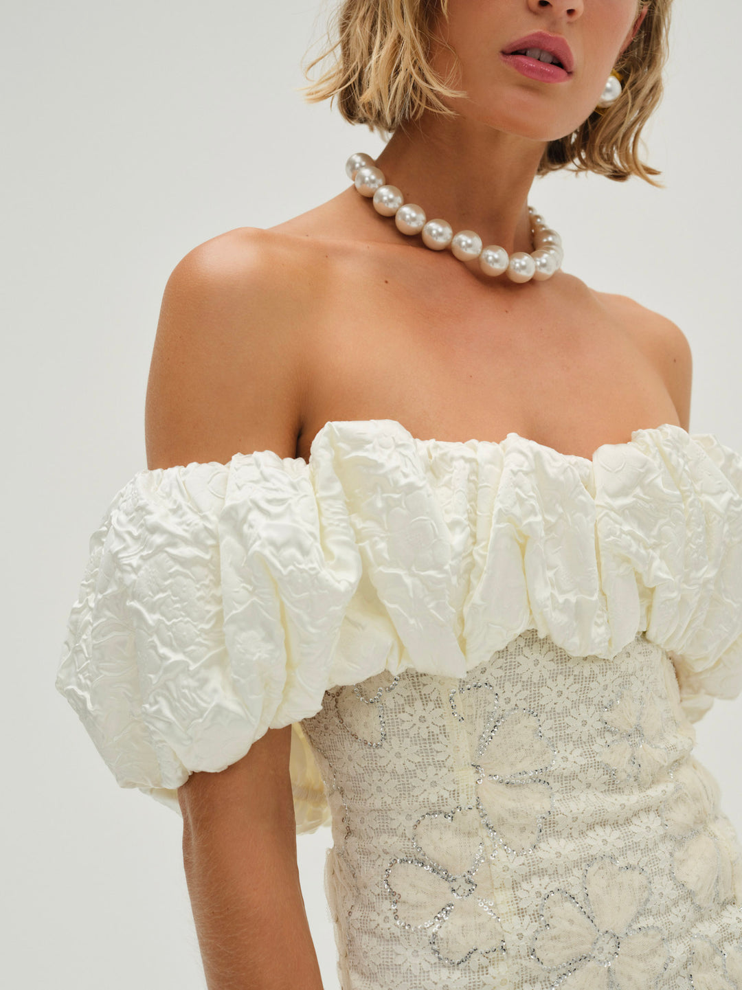 Snowflake Daisy Mini Dress — Cream - Image 2