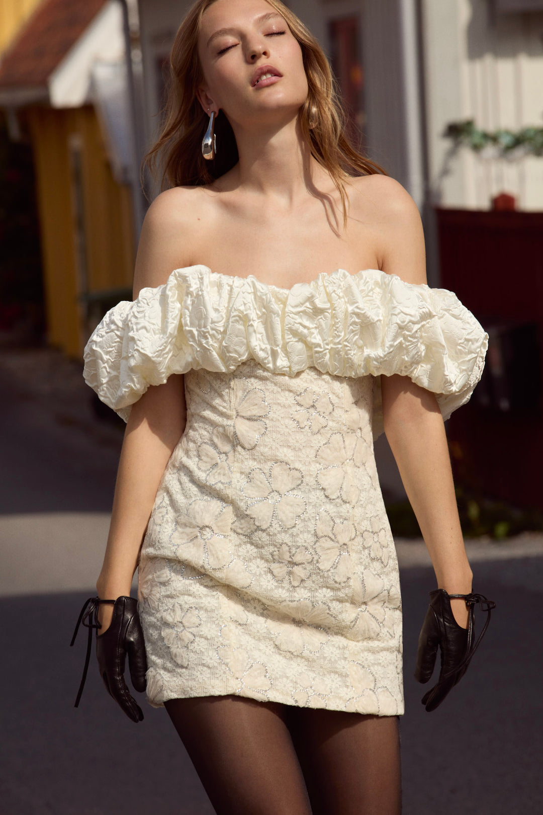 Snowflake Daisy Mini Dress — Cream - Image 6