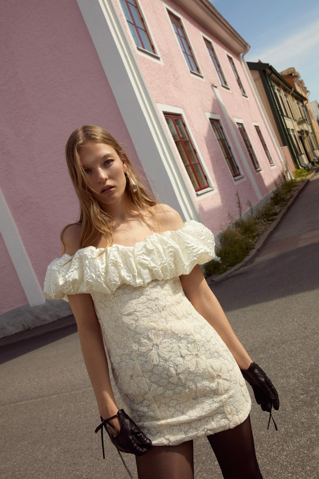 Snowflake Daisy Mini Dress — Cream - Image 8