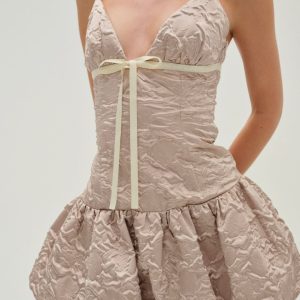 Flower Satin Mini Dress — Pink