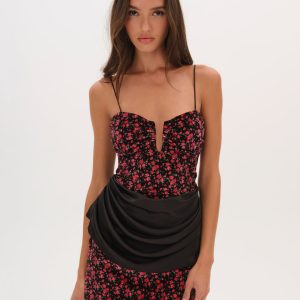 Berry Bud Mini Dress — Red