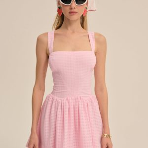 Ginny Gingham Mini Dress — Pink