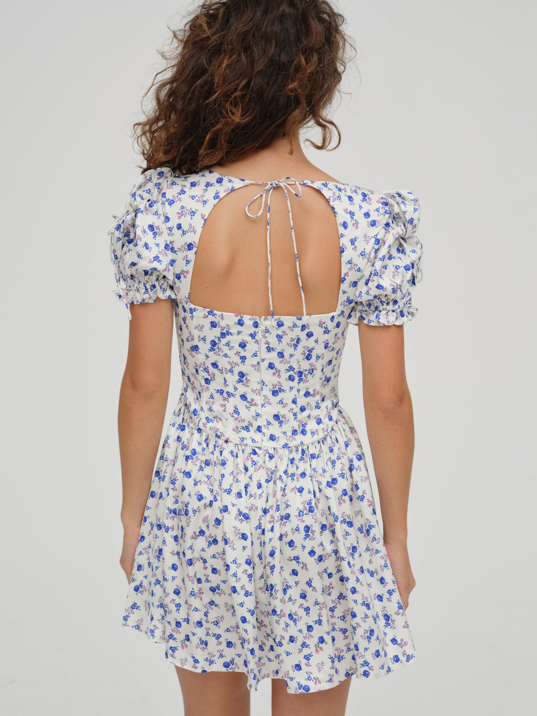 Paulina Puff Sleeve Dress — Blue - Image 2