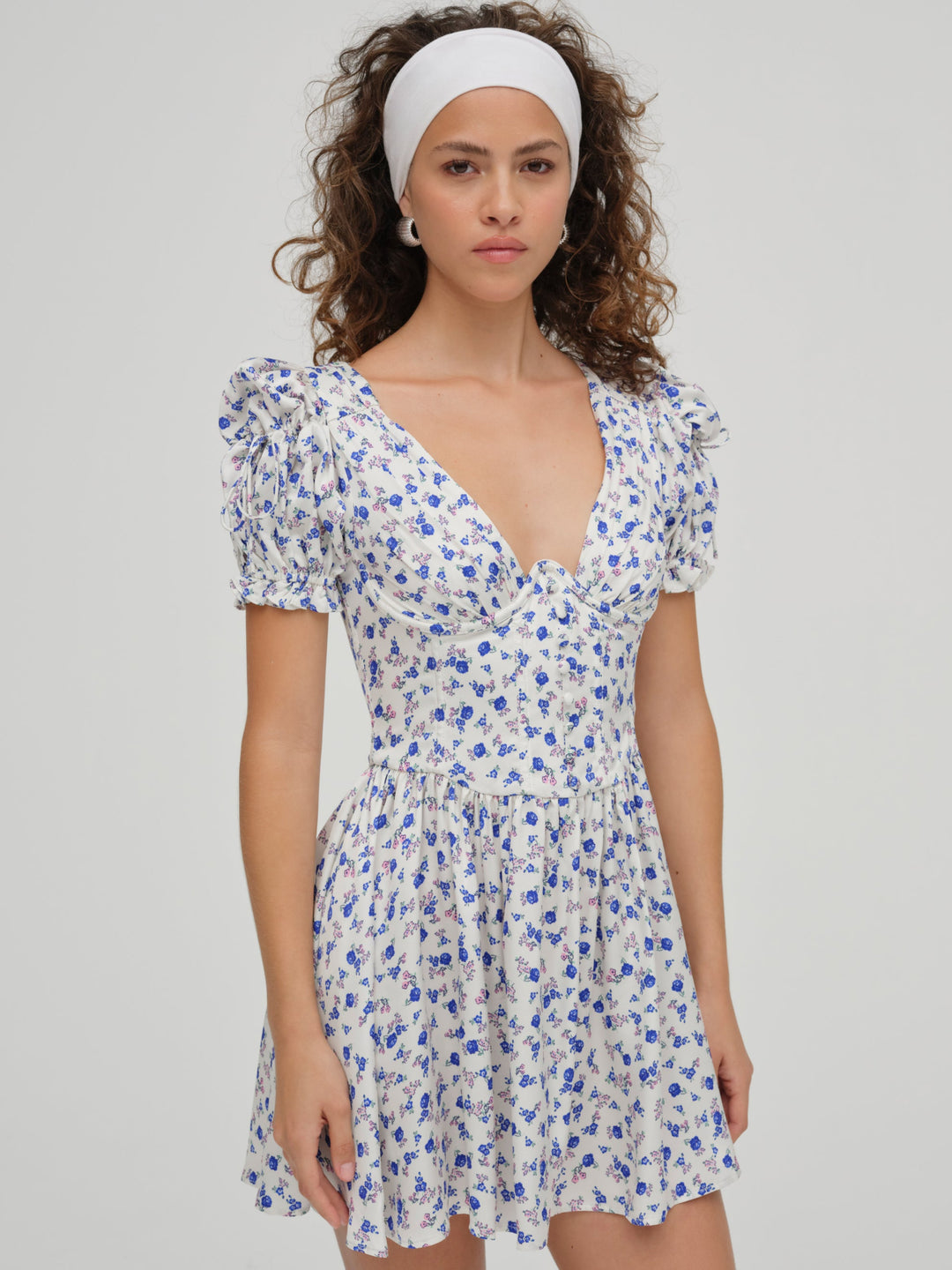 Paulina Puff Sleeve Dress — Blue - Image 4