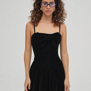 Martini Velvet Mini Dress — Black