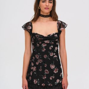 Aigrette Mini Dress — Black