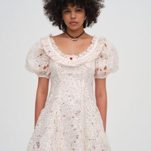 Aphrodite Embroidered Mini Dress — White