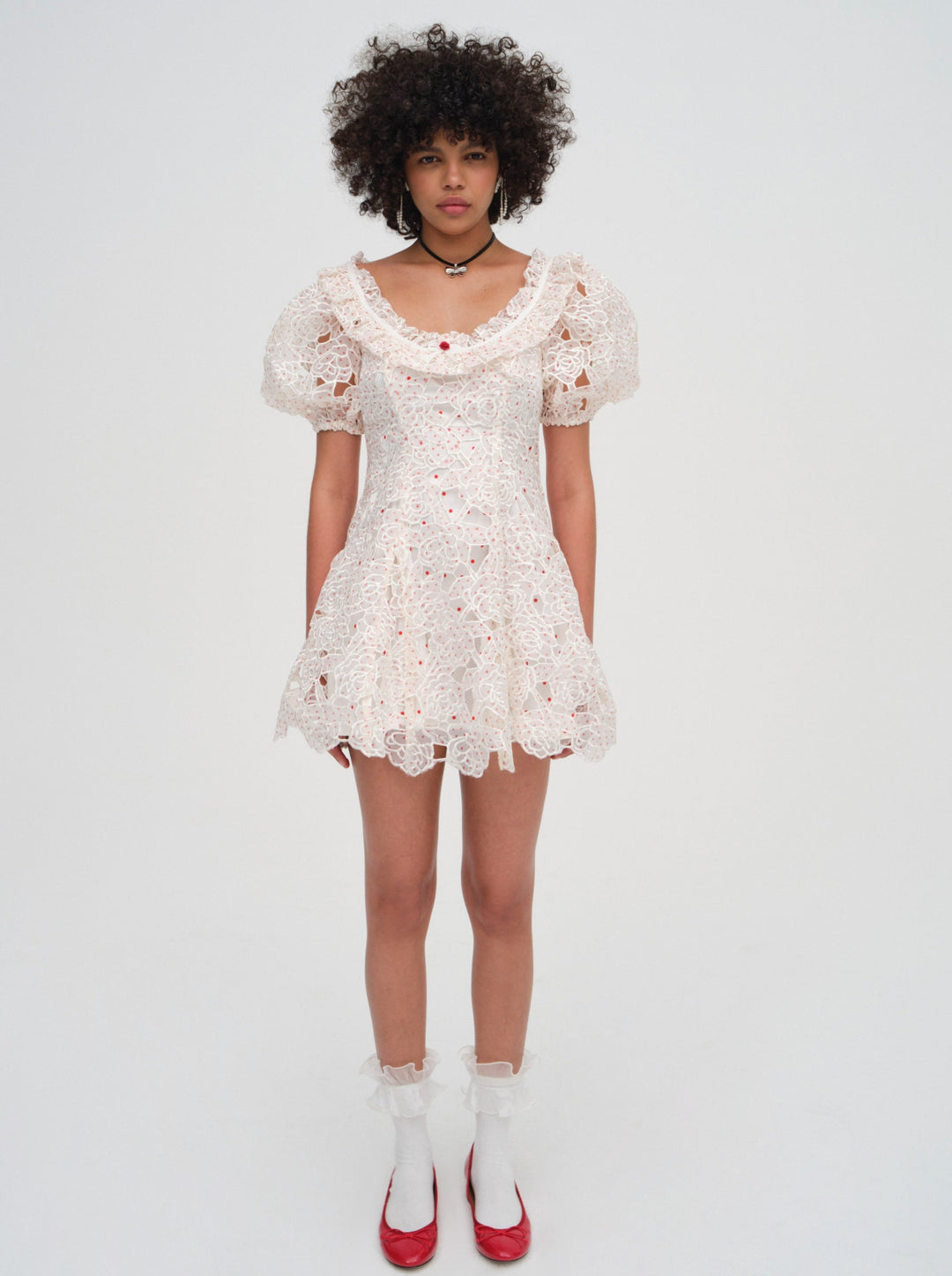 Aphrodite Embroidered Mini Dress — White - Image 3