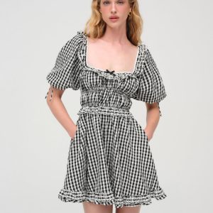 Jackson Mini Dress — Black Gingham