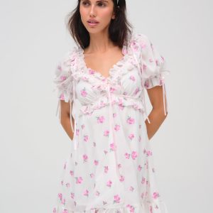 Fiona Floral Mini Dress — White