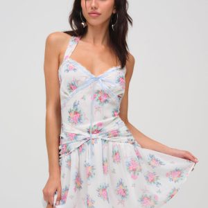 Doily Bouquet Mini Dress — White